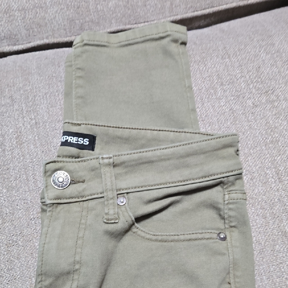 Express Men's Skinny Jeans in Olive - Picture 10 of 10